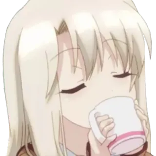 ☕️ Аниме, Девушка, Пьёт, Милый, Мультфильм, Персонаж telegram sticker