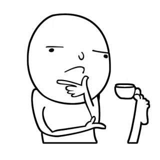 😕 การคิด, ชา, สงสัย, ครุ่นคิด, มินิมอล, การ์ตูน whatsapp sticker