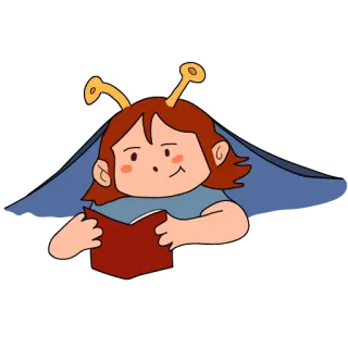 🧐 lecture, livre, enfant, illustration, dessin animé, antenne, alien, étude whatsapp sticker