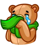 😭 teddy bear, crying, sad, scarf, emotional, cartoon telegram sticker