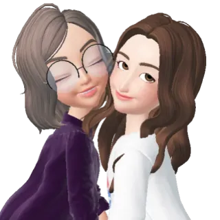 💘 Cartoon, Frau, Freundschaft, Illustration, animiert, Pose whatsapp sticker