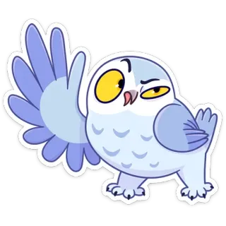 👋 gufo, animale, uccello, cartone animato, adesivo telegram sticker