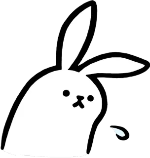 😥 bunny, rabbit, cartoon, sticker, cute, white, animal telegram sticker