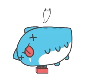 😇 Desenho animado, Fofo, Tubarão, Morto, Triste, Presente telegram sticker