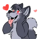 😍 Furry, Anthro, Lobo, Corazones, Coqueteo, Dibujos animados, Sticker telegram sticker