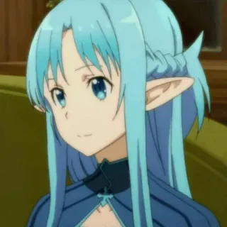 ❄️ Asuna Sword Art Online アニメ, キャラクター, 女性, 青髪, エルフ耳 telegram sticker