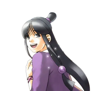 😭 Maya Fey Ace Attorney Maya Fey, Ace Attorney, video game character, smiling, female, spirit medium telegram sticker