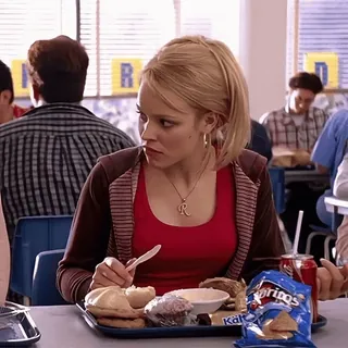 ♥️ Regina George Mean Girls Lolita malgré moi, Regina George, déjeuner, lycée, film telegram sticker