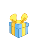🥳 cadeau, geschenk, doos, blauw, geel telegram sticker