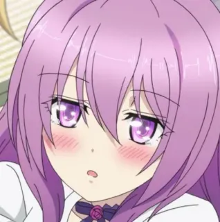 🤭 Anime, Fille, Rougeurs, Mignon, Cheveux violets, Féminin telegram sticker