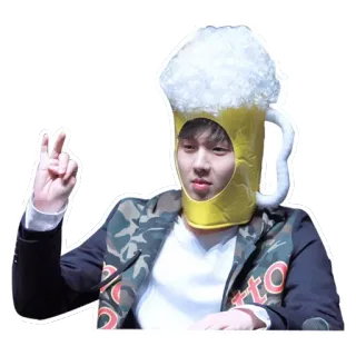 🍺 คน, ชุด, เบียร์, ฟอง, สันติภาพ, ท่าทาง, หมวก telegram sticker