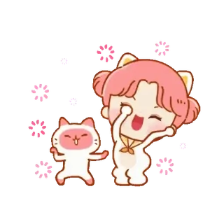 🐈 卡哇伊, 可爱, 粉色, 卡通, 猫, 动漫, 贴纸 whatsapp sticker