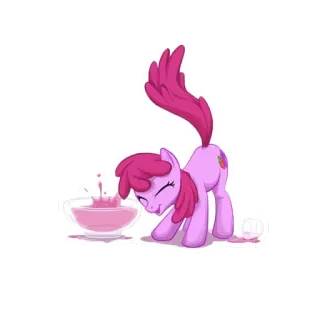 🍷 pony, strawberry, pink, cartoon, animal, cute, drink telegram sticker