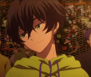 🍬 anime, boy, green hoodie, smirk, portrait telegram sticker
