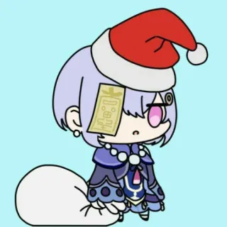 🎅 Anime, Personnage, Noël, Bonnet de Père Noël, Dessin animé whatsapp sticker