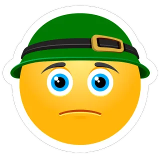 😛 อีโมจิ, หมวกทหาร, เศร้า, หน้า, สีหน้า, หมวกสีเขียว, หมวกกันน็อก whatsapp sticker