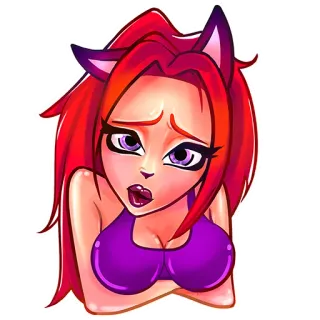 ☹ Cartoon, Weiblich, Katzenmädchen, Anime, Sticker, Digitale Kunst telegram sticker