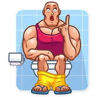👆 Toilet, Kamar mandi, Kartun, Duduk, Pria telegram sticker