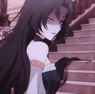 🇯🇵 anime, woman, dress, manga, stairs, cartoon, villain, evil whatsapp sticker