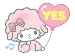 😁 YES Desenho animado, Fofo, Afirmativo, Rosa, Coração, Balão telegram sticker