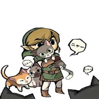🐈 Link The Legend of Zelda ニャー Link, The Legend of Zelda, gatti, gattini, videogioco, Nintendo telegram sticker