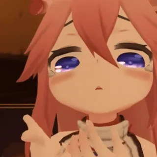 🥺 Anime, Mignon, Triste, Cheveux roses, Fille, 3D telegram sticker