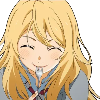 😋 Kaori Miyazono Your Lie in April anime, girl, eating, cute, Kaori Miyazono, Your Lie in April telegram sticker