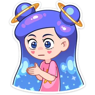 😕 cewek, kartun, imut, anime, bintang, galaksi telegram sticker