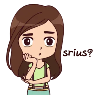 😐 WTF?! dibujo animado, chica, expresión, confundida, pregunta, wtf whatsapp sticker