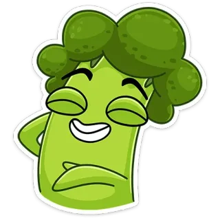 🥦 brócolis, vegetal, desenho animado, verde, comida, fofo, sorrindo whatsapp sticker