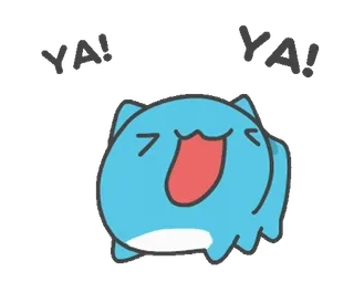 😆 Yay süß, fröhlich, Blob, blau, Cartoon whatsapp sticker