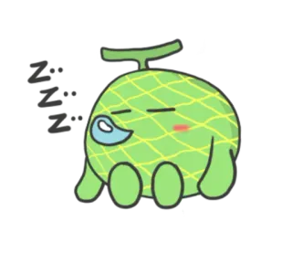 🍈 melone, frucht, süß, cartoon, essen, kawaii telegram sticker