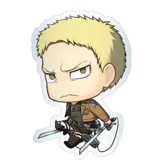 😖 Reiner Braun Attack on Titan Anime, Mangá, Ataque dos Titãs, Personagem, Reiner Braun, Chibi telegram sticker