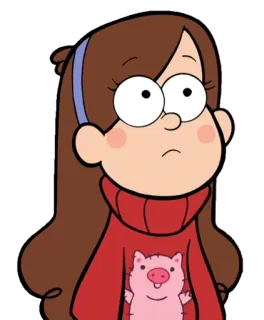 😕 Mabel Pines Gravity Falls メイベル・パインズ, カートゥーンキャラクター, アニメ, グラビティフォールズ, ブタ, セーター telegram sticker