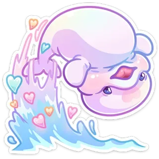 🙃 kawaii, carino, cuori, pastello, cartoni animati, macchia, stravagante, adesivo whatsapp sticker