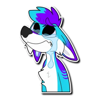 😰 Dibujo animado, Animal, Llorando, Triste, Furry, Lobo telegram sticker