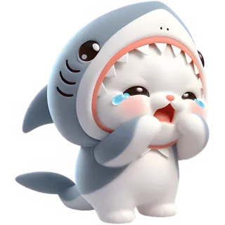 😭 mignon, lapin, costume de requin, pleurer, animal, dessin animé telegram sticker