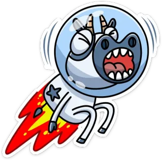 🚀 ヤギ, 動物, 漫画, ロケット, 宇宙, 宇宙船, 星 telegram sticker