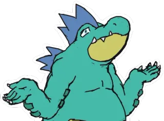 🐊 crocodile, cartoon, illustration, shrugging, animal, reptile, character whatsapp sticker