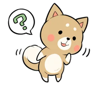 ❓ собака, сиба ину, вопросительный знак, думающий, милый, животное, мультфильм telegram sticker