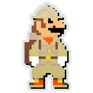🤠 Mario Mario, Nintendo, Jeu vidéo, Pixel art, Explorateur, Safari telegram sticker