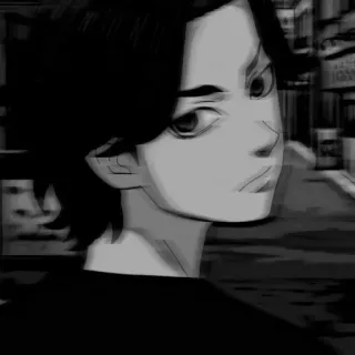 🥀 Anime, Manga, Garçon, Portrait, Noir et blanc telegram sticker