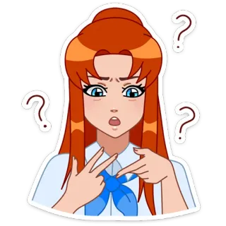 ❓ 애니메이션, 혼란스러움, 질문, 만화, 소녀, 포즈, 표정 telegram sticker