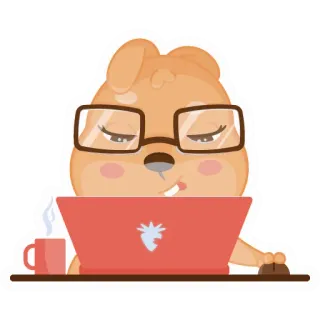 👩‍💻 binatang, kartun, komputer, kacamata, laptop, tupai, tikus telegram sticker