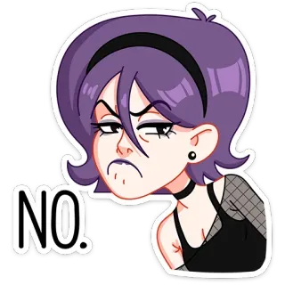 🙅‍♂ NO. nein, ablehnung, verwerfung, cartoon, aufkleber, lila haare, einstellung telegram sticker