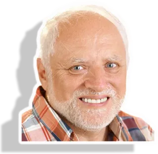 🙂 Hide the Pain Harold Гарольд, скрывает боль, мем, улыбается, сток фото, интернет мем telegram sticker