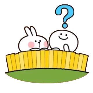 🤔 кролик, вопросительный знак, милый, забор, мультфильм, стикер whatsapp sticker