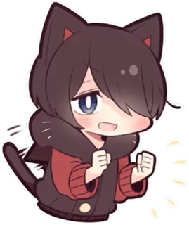 ✊ Anime, Gatto, Ragazzo, Carino, Chibi, Manga, Adesivo whatsapp sticker