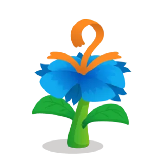 🟦 flower, blue, orange, floral, nature, plant, bloom telegram sticker