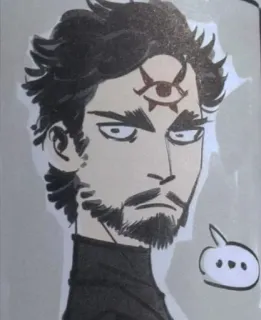 😑 homme, visage, tête, œil, symbole, barbe, personnage whatsapp sticker